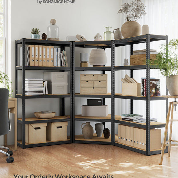 5-Tier Corner Shelf – Heavy Duty Metal – Ink Black and Natural Beige – 2625 kg Load Capacity