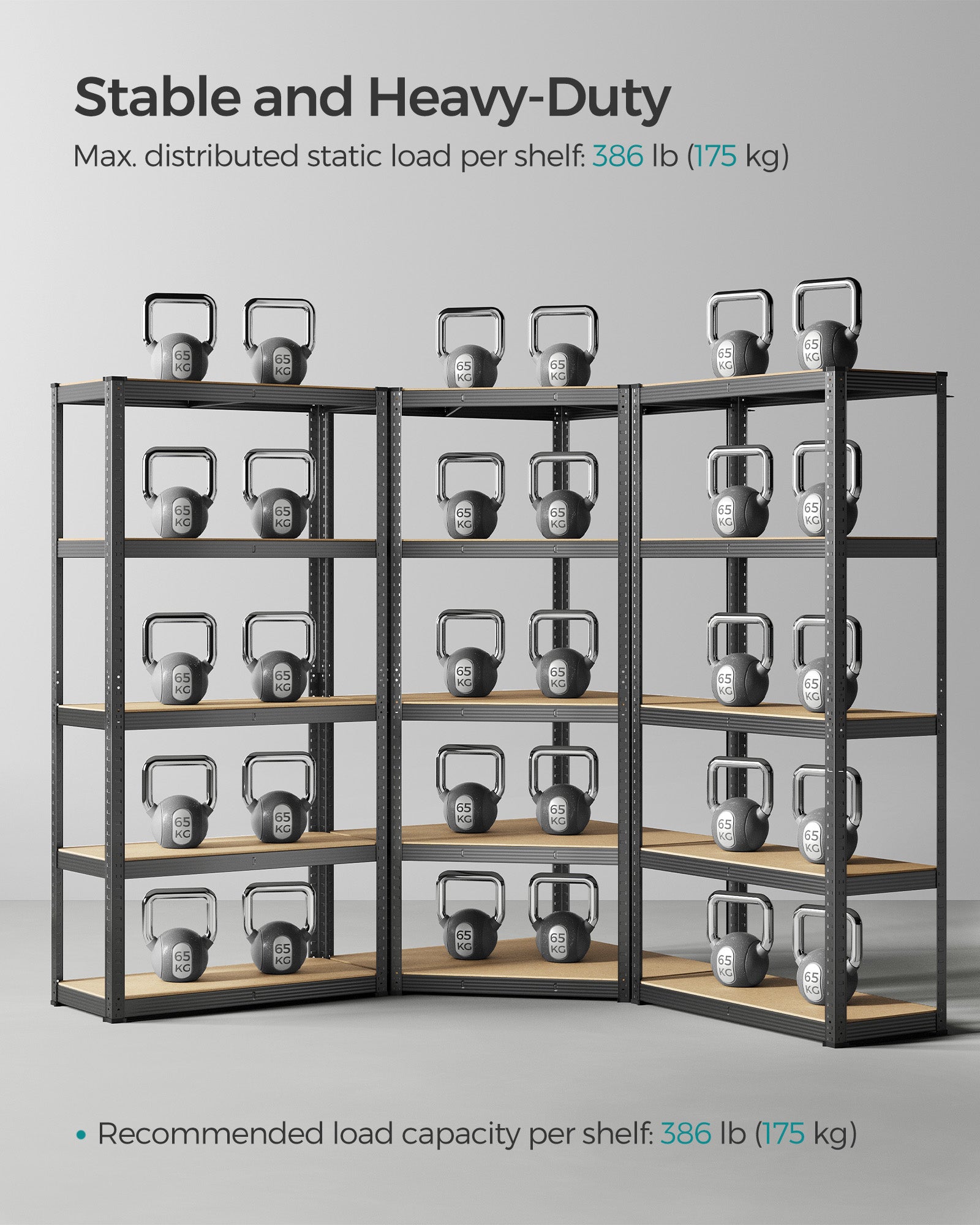 5-Tier Corner Shelf – Heavy Duty Metal – Ink Black and Natural Beige – 2625 kg Load Capacity