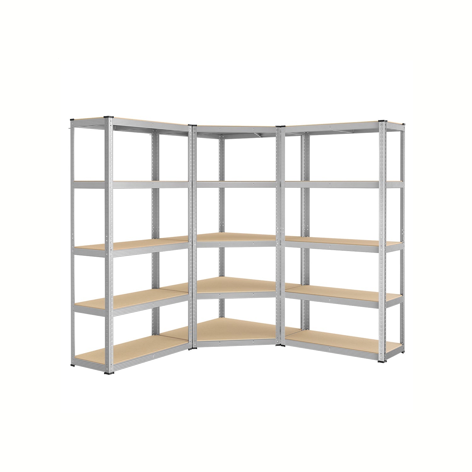 5-Tier Corner Shelf – Metal – Silver and Natural Beige – Heavy Duty Storage Solution
