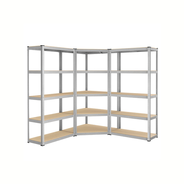 5-Tier Corner Shelf – Metal – Silver and Natural Beige – Heavy Duty Storage Solution