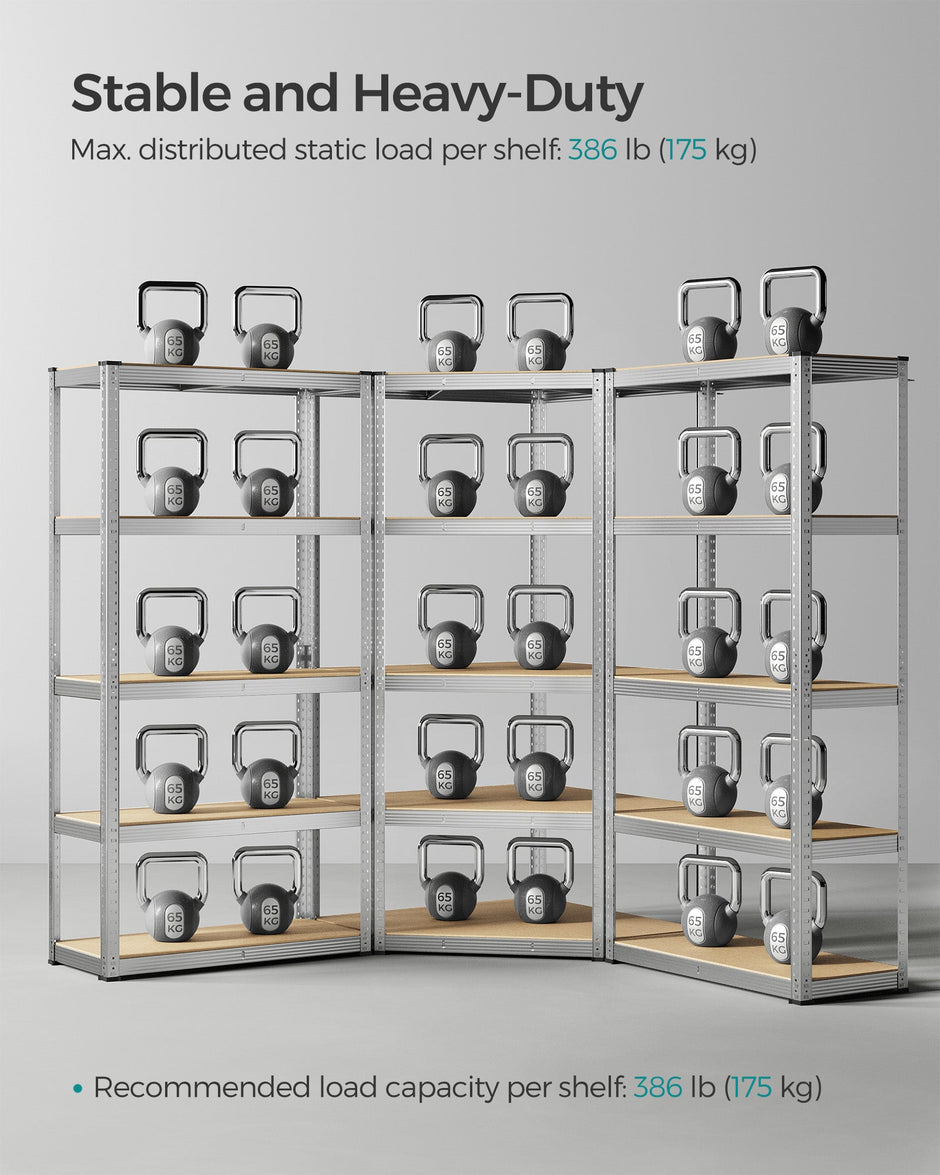 5-Tier Corner Shelf – Metal – Silver and Natural Beige – Heavy Duty Storage Solution