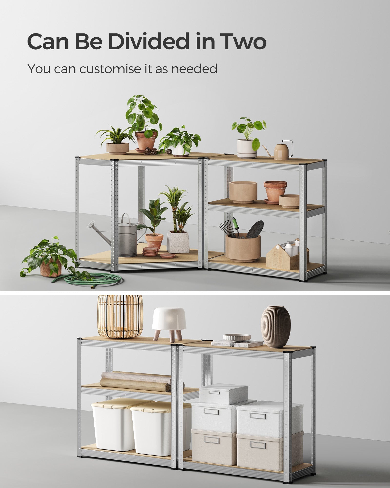 5-Tier Corner Shelf – Metal – Silver and Natural Beige – Heavy Duty Storage Solution
