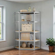 5-Tier Corner Shelf – Heavy Duty Metal – Silver and Natural Beige – 875 kg Load Capacity