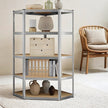 5-Tier Corner Shelf – Heavy Duty Metal – Silver and Natural Beige – 875 kg Load Capacity
