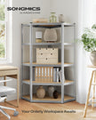 5-Tier Corner Shelf – Metal – Natural Beige and Ink Black – Heavy Duty Design, 90 cm Wide, Supports 875 kg