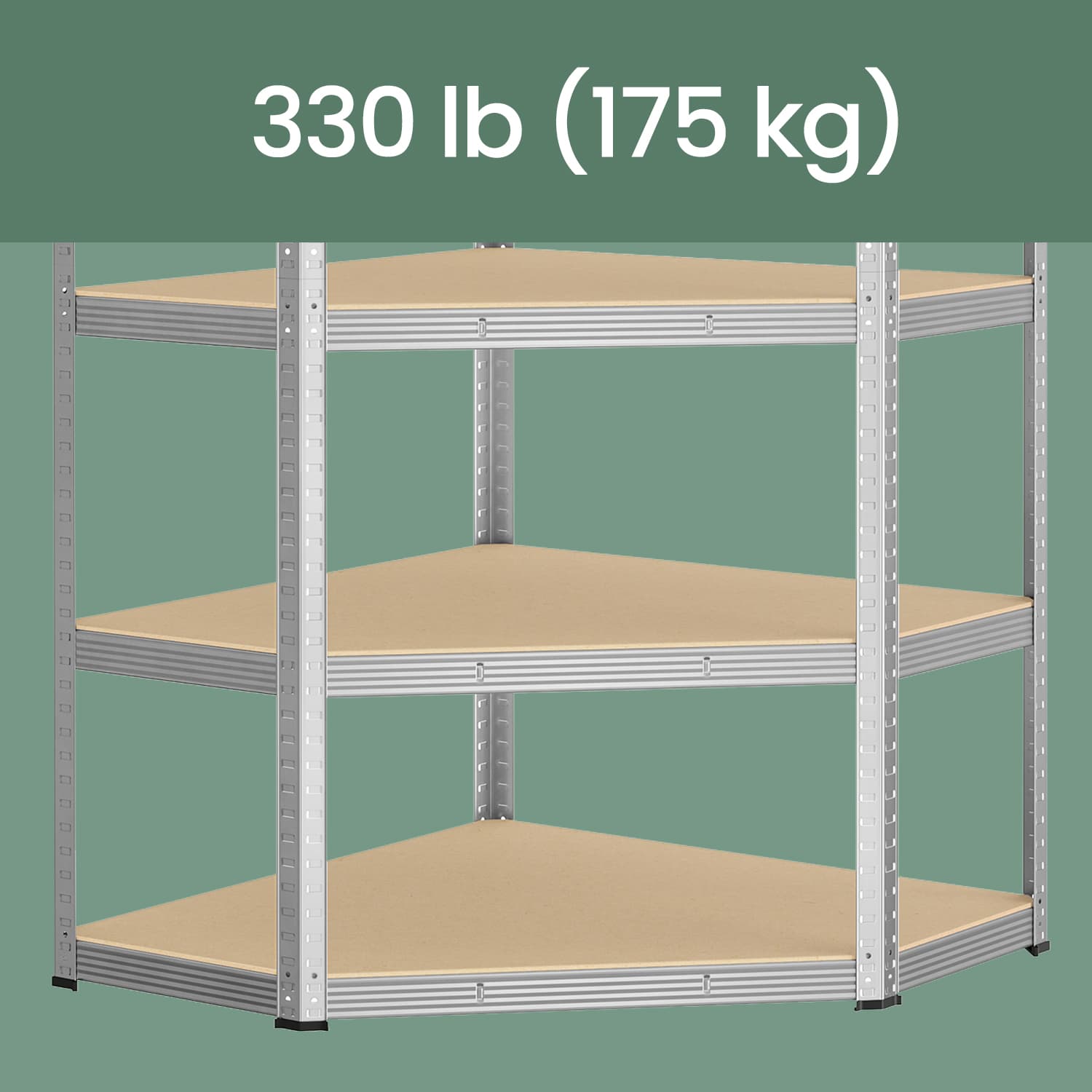 5-Tier Corner Shelf – Heavy Duty Metal – Silver and Natural Beige – 875 kg Load Capacity