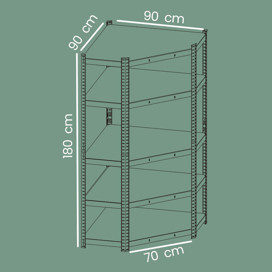 5-Tier Corner Shelf – Heavy Duty Metal – Silver and Natural Beige – 875 kg Load Capacity