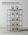 5-Tier Corner Shelf – Metal – Natural Beige and Ink Black – Heavy Duty Design, 90 cm Wide, Supports 875 kg