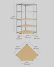 5-Tier Corner Shelf – Metal – Natural Beige and Ink Black – Heavy Duty Design, 90 cm Wide, Supports 875 kg