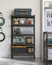 5-Tier Shelving Unit – Metal – Black – Adjustable Boltless Assembly, 30 x 75 x 150 cm, 875 kg Capacity