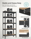 5-Tier Shelving Unit – Metal – Black – Adjustable Boltless Assembly, 30 x 75 x 150 cm, 875 kg Capacity