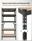 5-Tier Shelving Unit – Metal – Black – Adjustable Boltless Assembly, 30 x 75 x 150 cm, 875 kg Capacity