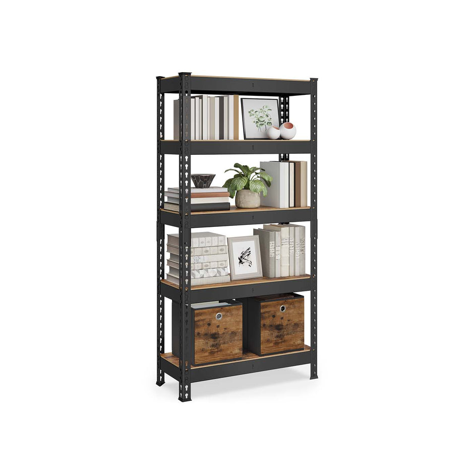 5-Tier Shelving Unit – Metal – Rustic Brown – Boltless Assembly, Adjustable Shelves, 875 kg Load Capacity