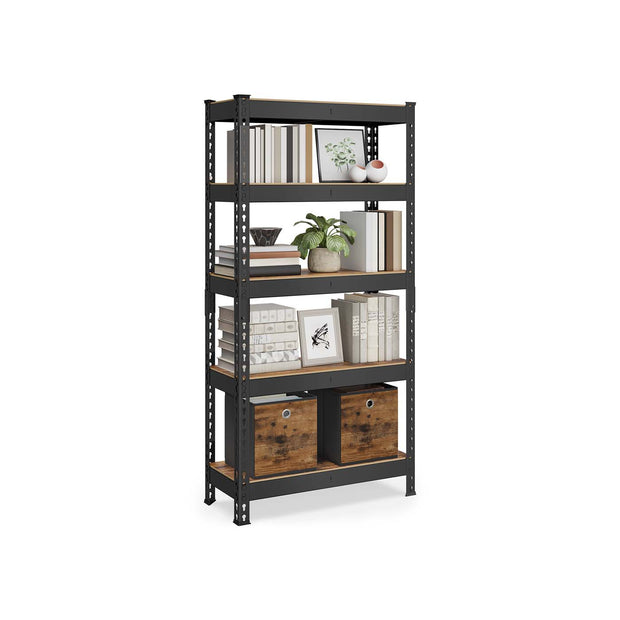 5-Tier Shelving Unit – Metal – Rustic Brown – Boltless Assembly, Adjustable Shelves, 875 kg Load Capacity