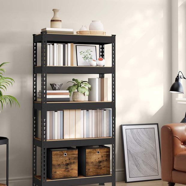 5-Tier Shelving Unit – Metal – Rustic Brown – Boltless Assembly, Adjustable Shelves, 875 kg Load Capacity