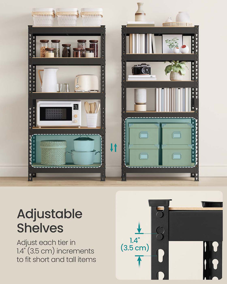 5-Tier Shelving Unit – Metal – Rustic Brown – Boltless Assembly, Adjustable Shelves, 875 kg Load Capacity