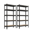 Set of 2 5-Tier Storage Shelves – Steel – Black – Adjustable, Boltless Assembly, 875 kg Load Capacity