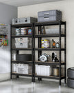 Set of 2 5-Tier Storage Shelves – Steel – Black – Adjustable, Boltless Assembly, 875 kg Load Capacity