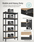 Set of 2 5-Tier Storage Shelves – Steel – Black – Adjustable, Boltless Assembly, 875 kg Load Capacity