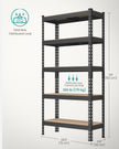 Set of 2 5-Tier Storage Shelves – Steel – Black – Adjustable, Boltless Assembly, 875 kg Load Capacity