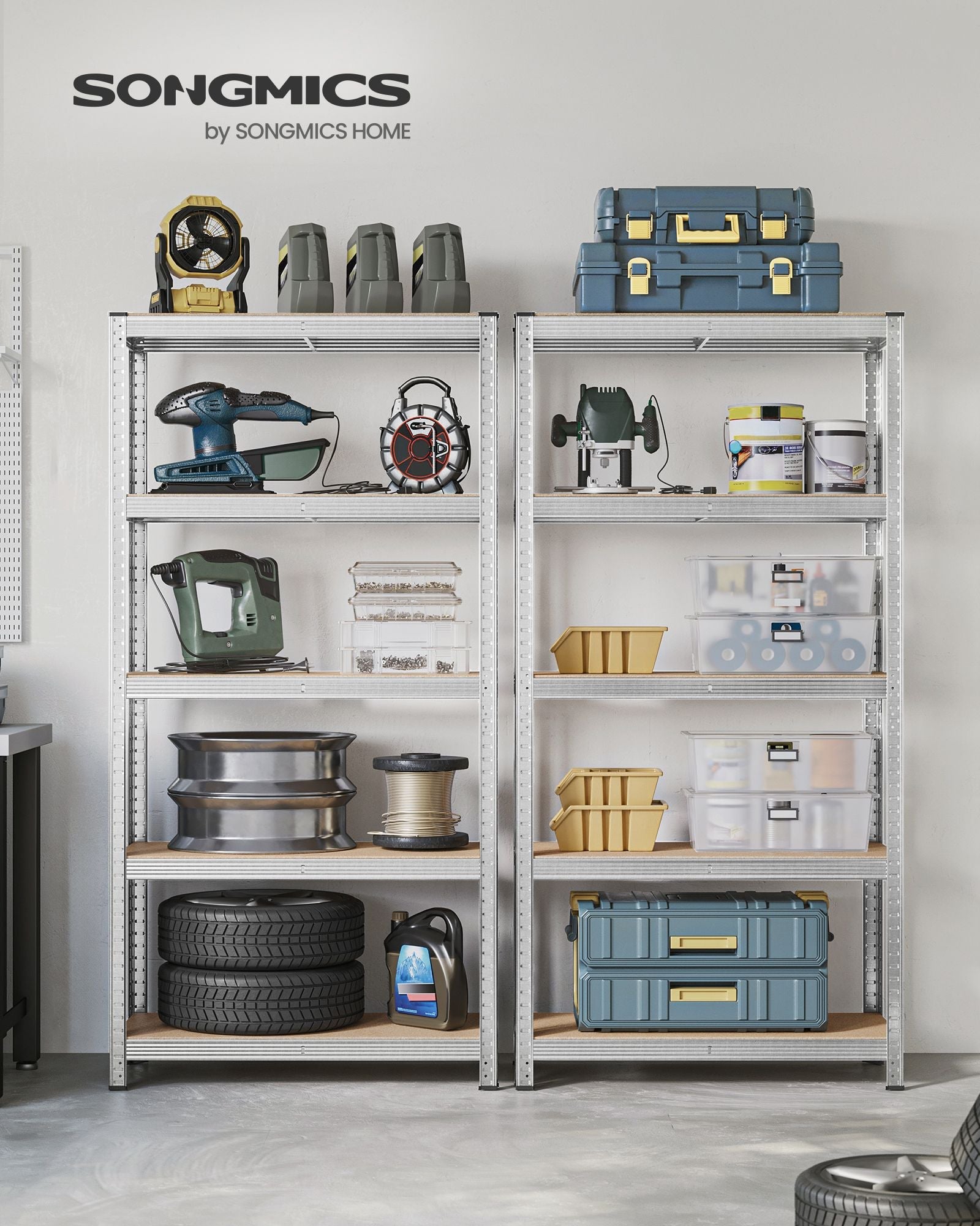 Heavy Duty Shelving Unit – Steel – Silver – Adjustable 5-Tier Design, Max Load 875 kg