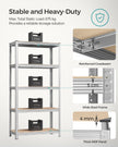 Heavy Duty Shelving Unit – Steel – Silver – Adjustable 5-Tier Design, Max Load 875 kg