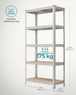 Heavy Duty Shelving Unit – Steel – Silver – Adjustable 5-Tier Design, Max Load 875 kg