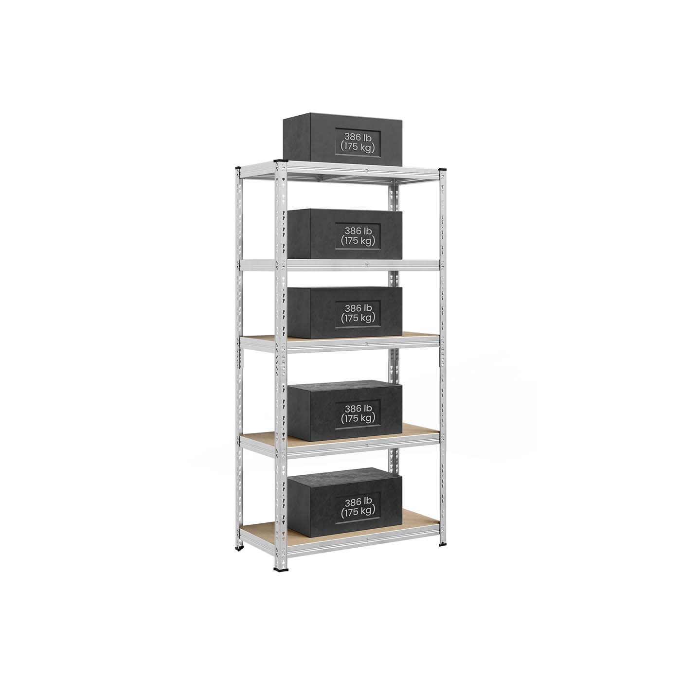 Heavy Duty Metal Storage Shelf – Steel – Silver – Adjustable Shelves, Supports up to 875 kg