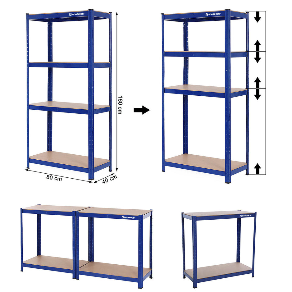 5-Tier Storage Shelf – Reinforced Steel – Silver – Adjustable Shelves, 520 kg Capacity