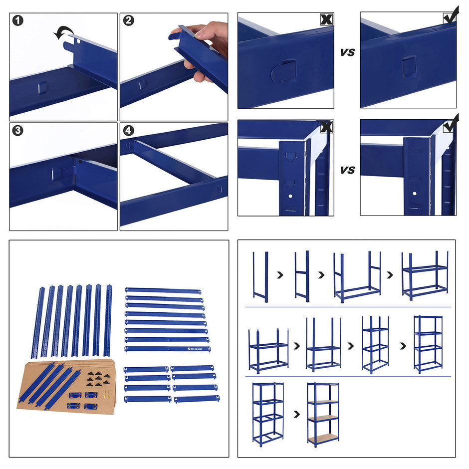 5-Tier Storage Shelf – Reinforced Steel – Silver – Adjustable Shelves, 520 kg Capacity