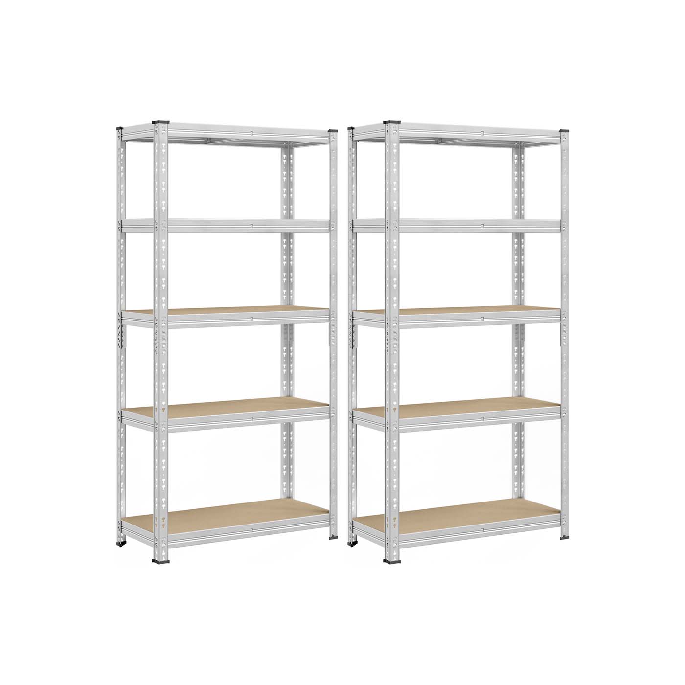 Heavy Duty Metal Storage Shelf – Steel – Silver – Adjustable Shelves, Supports up to 875 kg