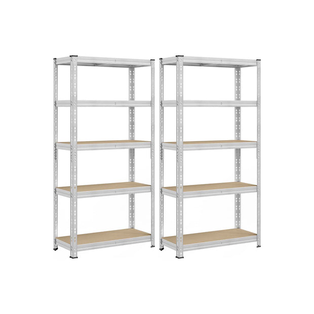 Heavy Duty Metal Storage Shelf – Steel – Silver – Adjustable Shelves, Supports up to 875 kg