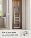 6-Step Aluminium Ladder – Silver and Orange – 12 cm Wide Steps with Tool Tray and Anti-Slip Feet