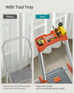 6-Step Aluminium Ladder – Silver and Orange – 12 cm Wide Steps with Tool Tray and Anti-Slip Feet