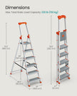 6-Step Aluminium Ladder – Silver and Orange – 12 cm Wide Steps with Tool Tray and Anti-Slip Feet