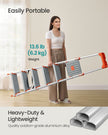6-Step Aluminium Ladder – Silver and Orange – 12 cm Wide Steps with Tool Tray and Anti-Slip Feet