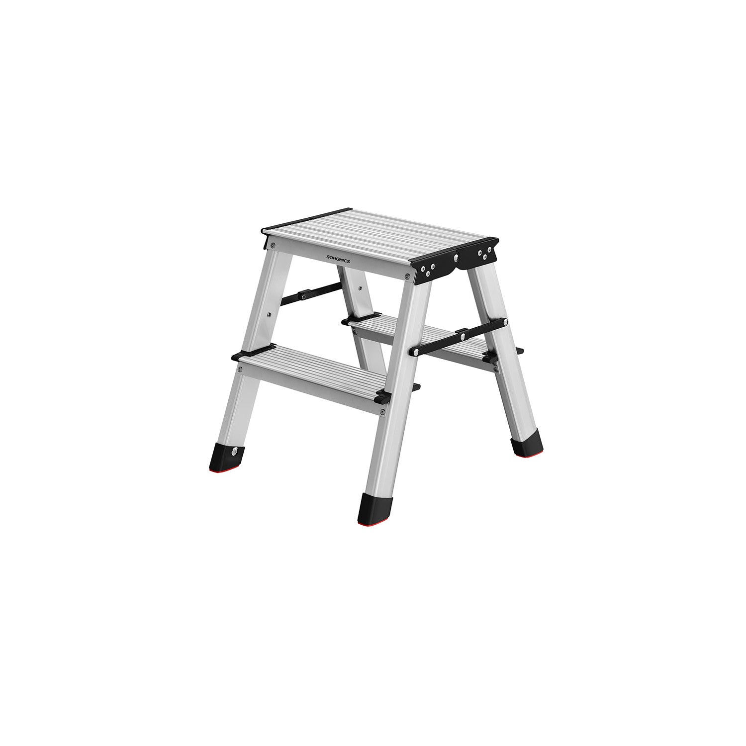 2-Step Folding Aluminium Ladder – Silver Grey and Ink Black – Lightweight Multi-Purpose Design