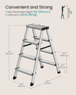 Aluminium Ladder – Lightweight – Silver – Folding Design with 4 Non-Slip Steps