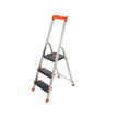 Folding Ladder – Aluminium – Black – 3 Steps with Wide Anti-Slip 12 cm Steps and Tool Tray