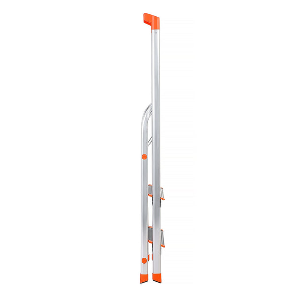 Folding Ladder – Aluminium – Black – 3 Steps with Wide Anti-Slip 12 cm Steps and Tool Tray