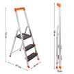 Folding Ladder – Aluminium – Black – 3 Steps with Wide Anti-Slip 12 cm Steps and Tool Tray