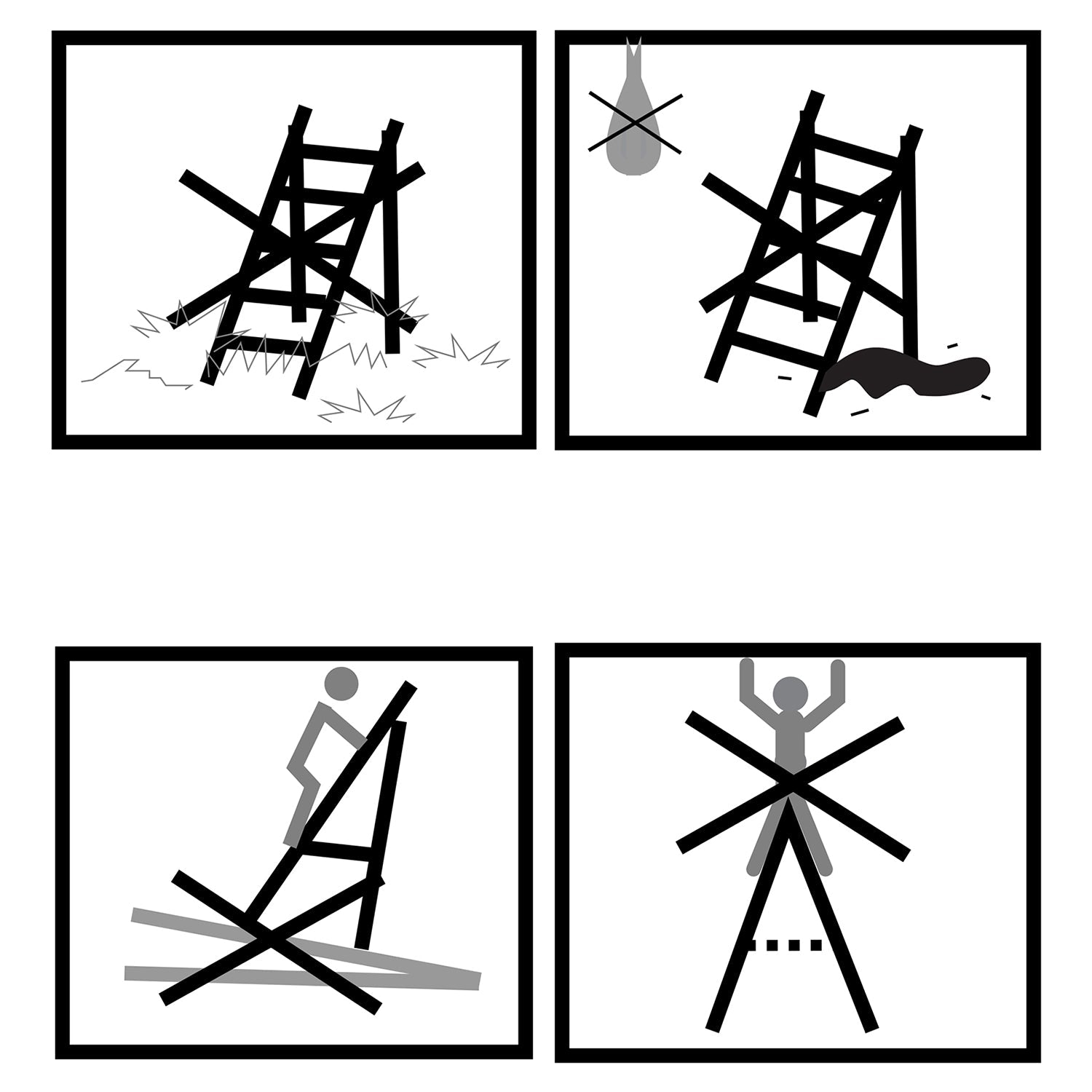 Folding Ladder – Aluminium – Black – 3 Steps with Wide Anti-Slip 12 cm Steps and Tool Tray