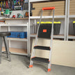 Folding Ladder – Aluminium – Black – 3 Steps with Wide Anti-Slip 12 cm Steps and Tool Tray