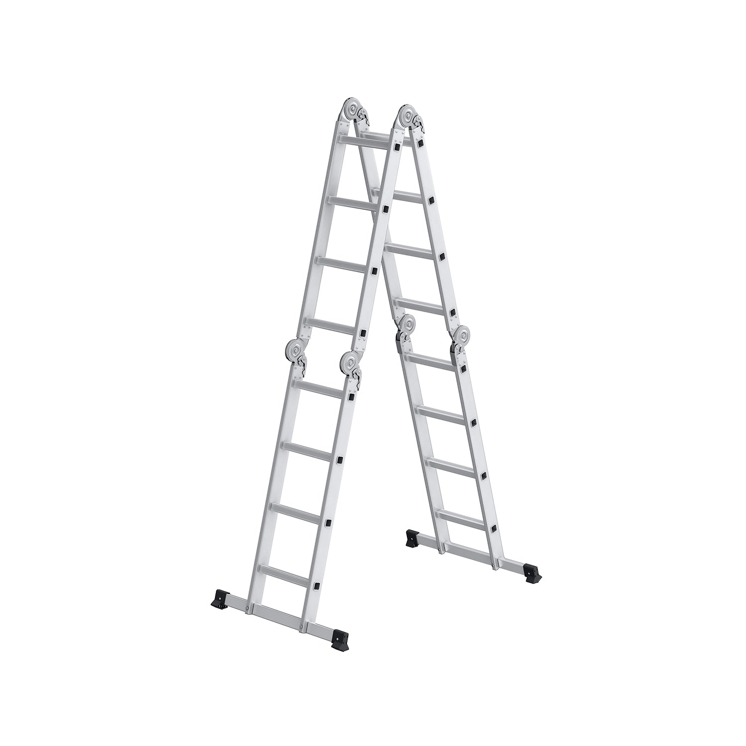 Multi-Purpose Folding Ladder – Aluminum – Silver – 16 Steps, 430 cm Long, Supports up to 150 kg