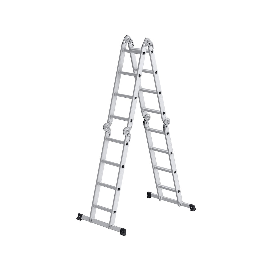 Multi-Purpose Folding Ladder – Aluminum – Silver – 16 Steps, 430 cm Long, Supports up to 150 kg
