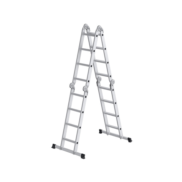 Multi-Purpose Folding Ladder – Aluminum – Silver – 16 Steps, 430 cm Long, Supports up to 150 kg