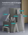 Multi-Purpose Folding Ladder – Aluminum – Silver – 16 Steps, 430 cm Long, Supports up to 150 kg