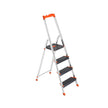 Folding Ladder – Aluminium – Black – 4-Step Design with Tool Tray and Anti-Slip Feet