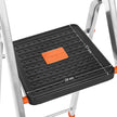 Folding Ladder – Aluminium – Black – 4-Step Design with Tool Tray and Anti-Slip Feet