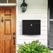 Wall-Mounted Letterbox – Metal – Black – Front Slot with Copper Lock